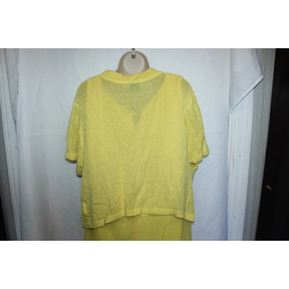 Ashley Stewart 22/24 Dress + 2X Sweater Cardigan Women Yellow Set Outfit Lemon - Picture 10 of 16